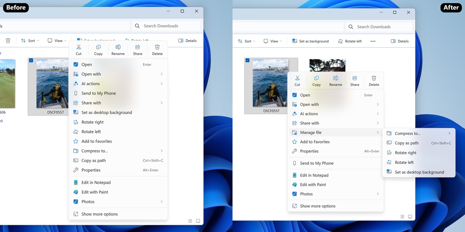 File Explorer compact menu