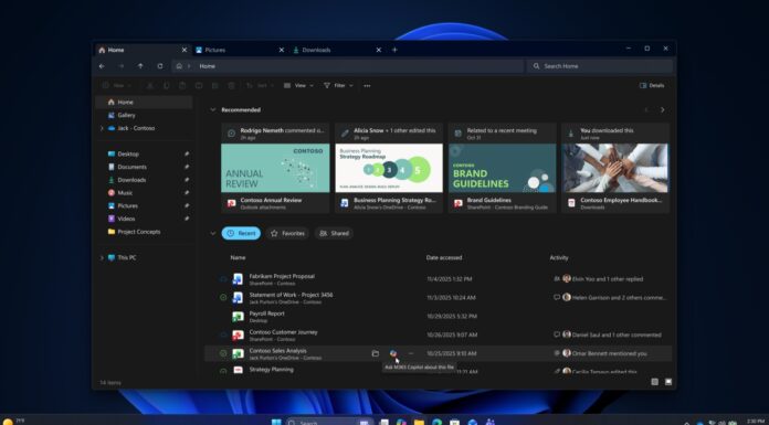 File Explorer with M365 integration