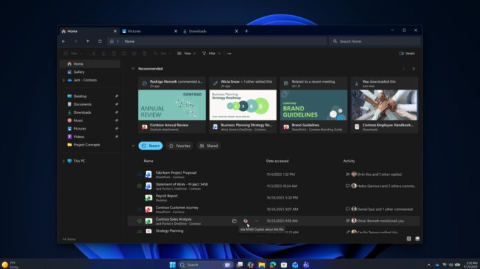 File Explorer with M365 integration File Explorer with M365 integration