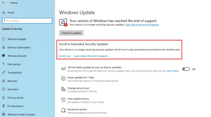 How to enroll in Windows 10 Extended Security Updates