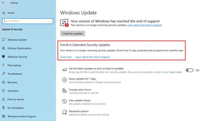 How to enroll in Windows 10 Extended Security Updates
