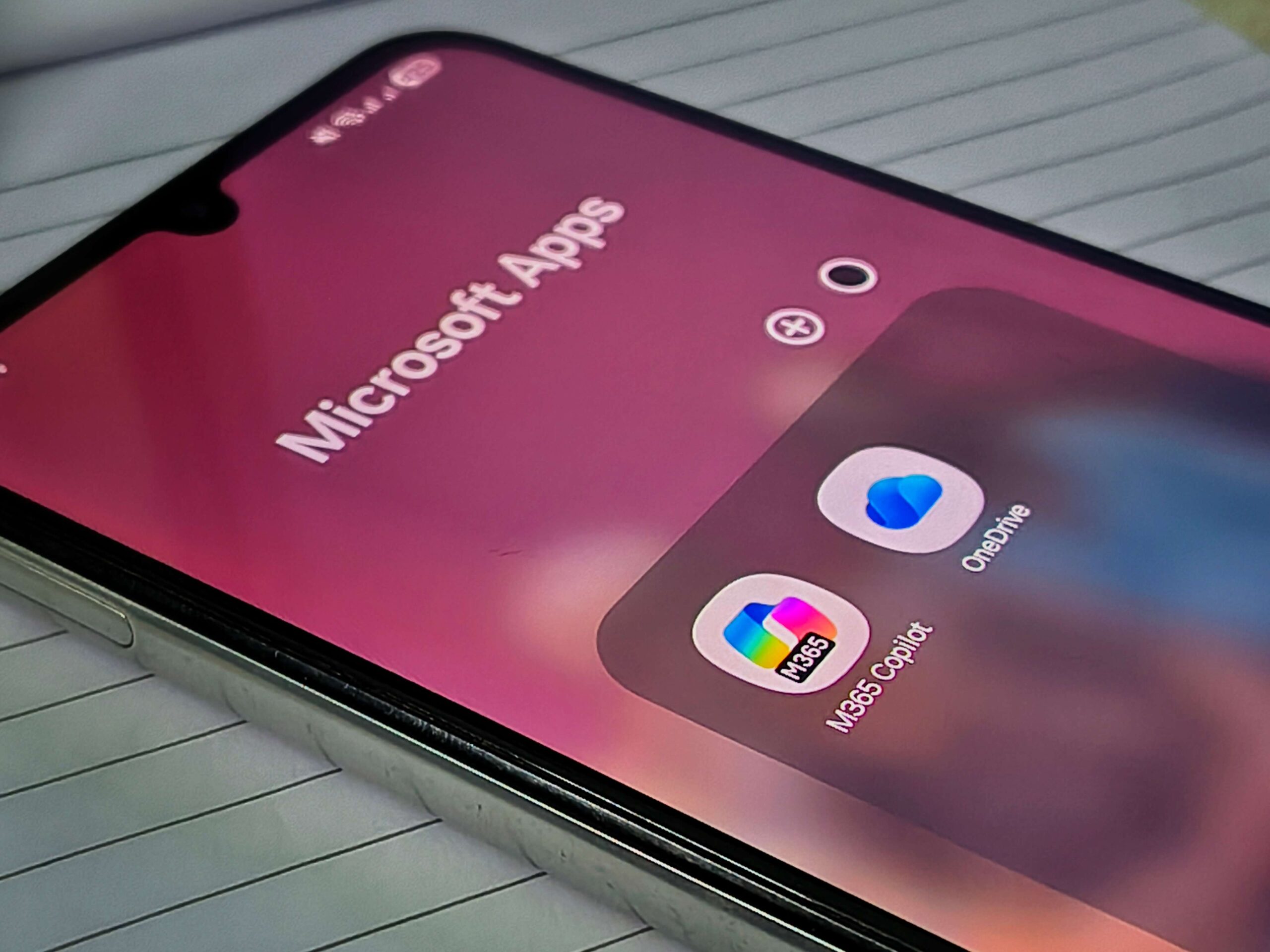 M365 Copilot app and OneDrive in a Samsung phone