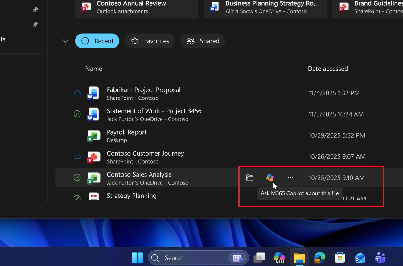 M365 Copilot with File Explorer