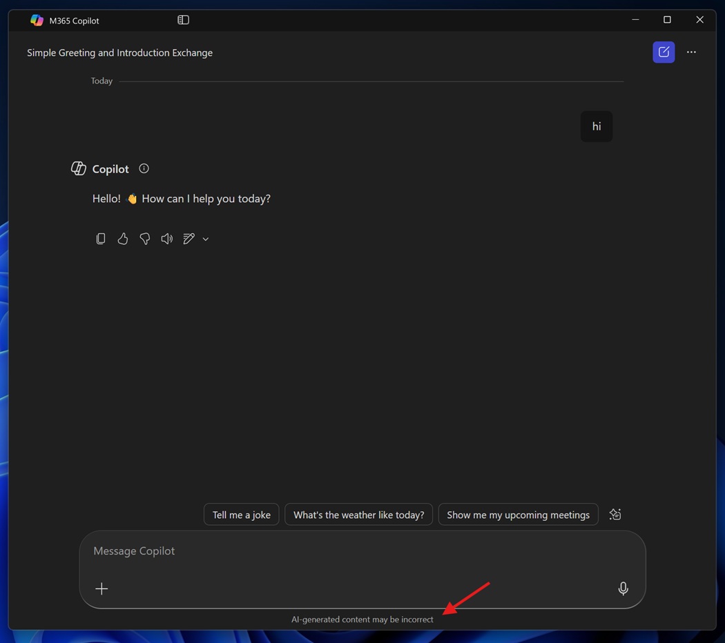 Microsoft 365 Copilot app AI-generated content may be incorrect