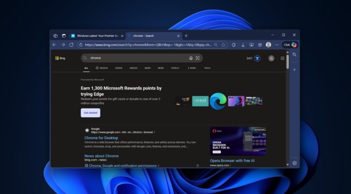 Microsoft Edge Bing ad