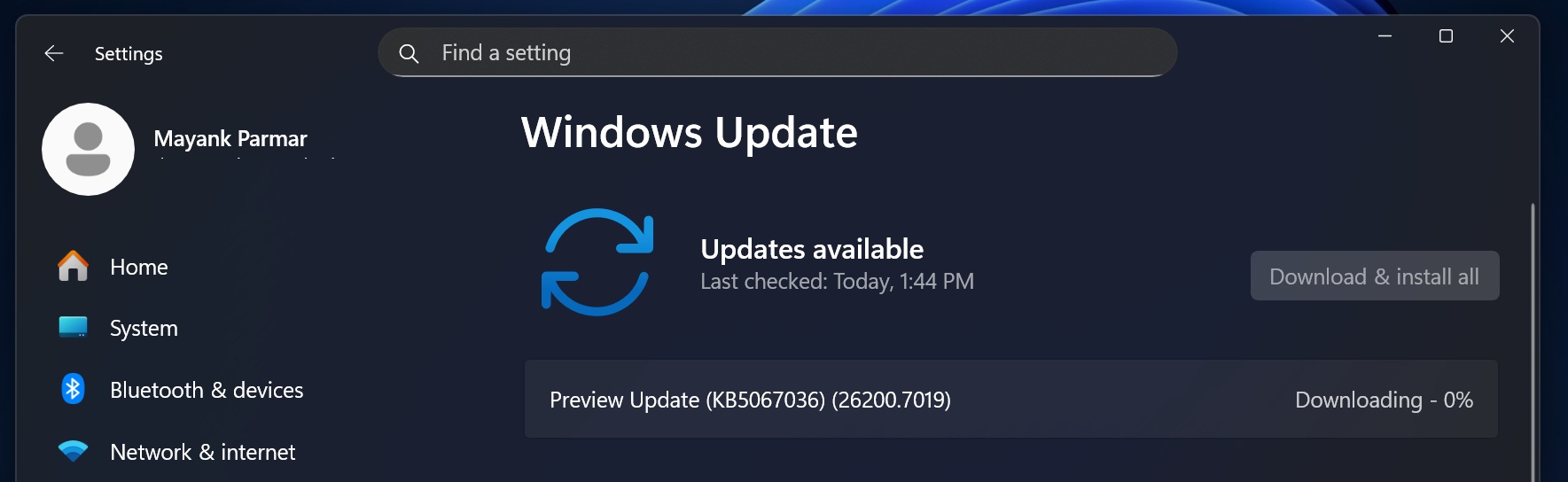 New Windows Update title