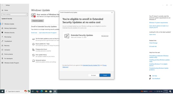 How to sign up for Windows 10 ESU, now rolling out
