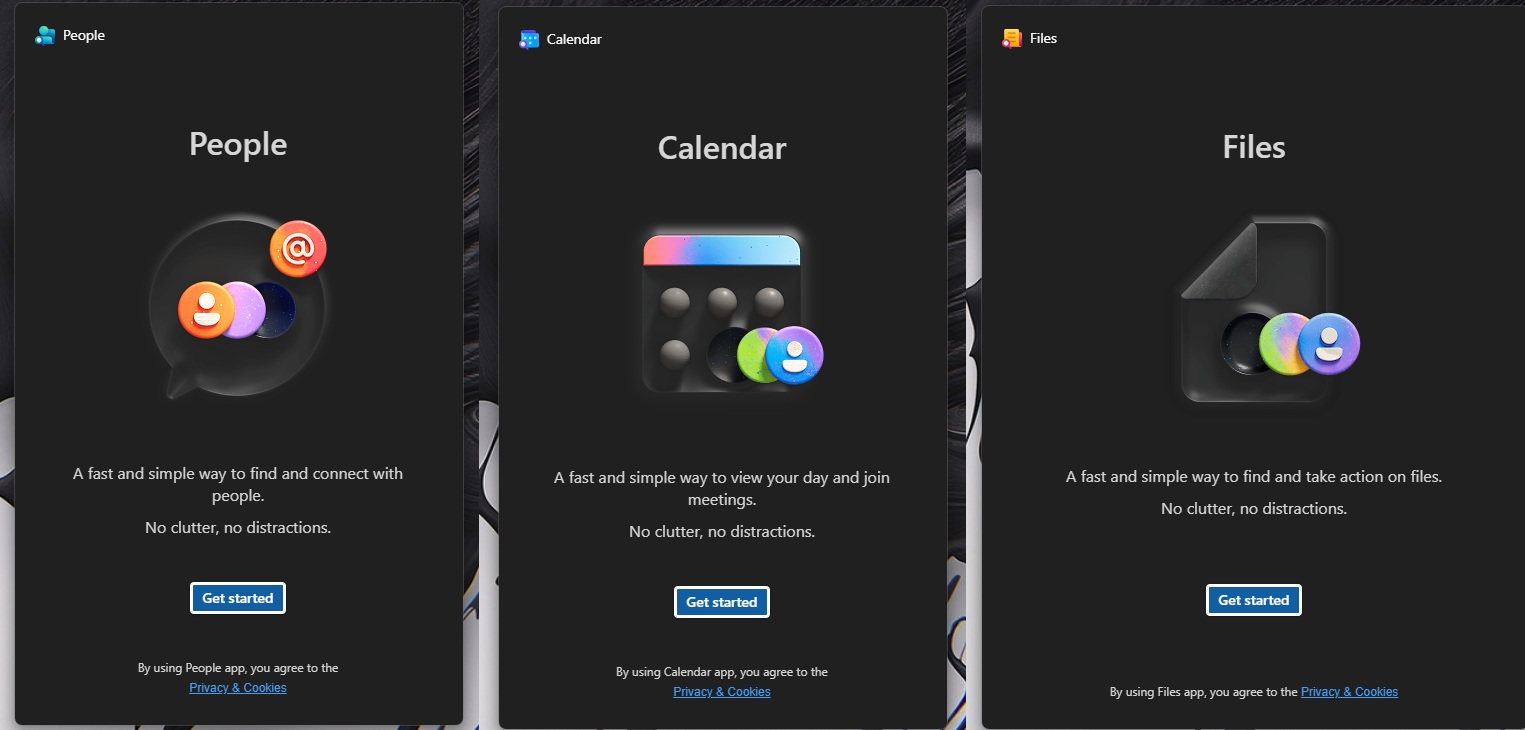 People Calendar and Files app on Windows 11