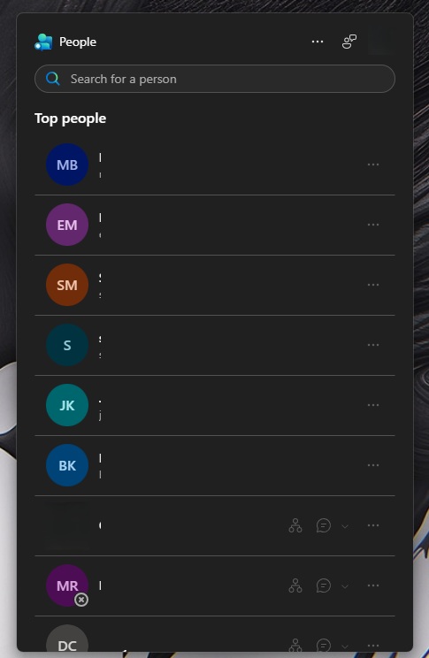 People app on Windows 11 via Microsoft 365 Companions