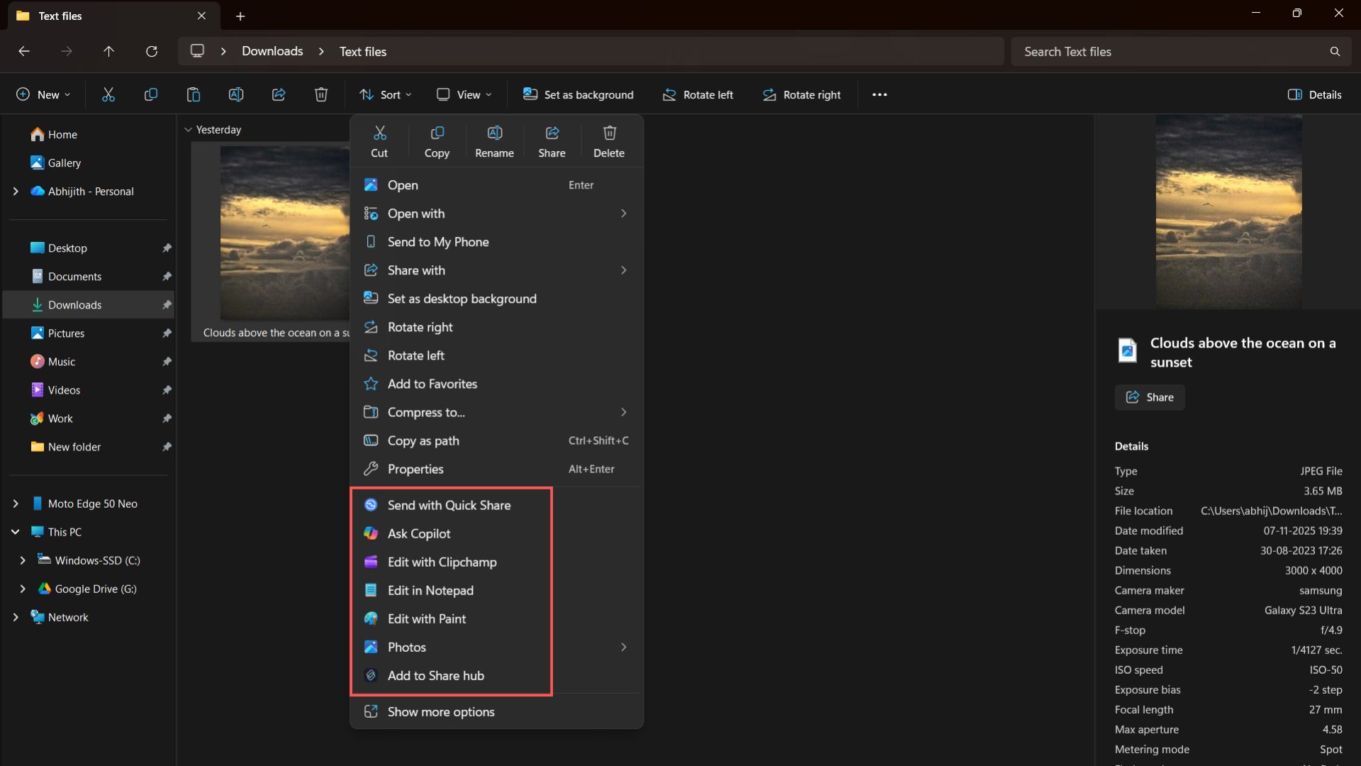Shell Extensions in Windows 11 Context Menu inside File Explorer
