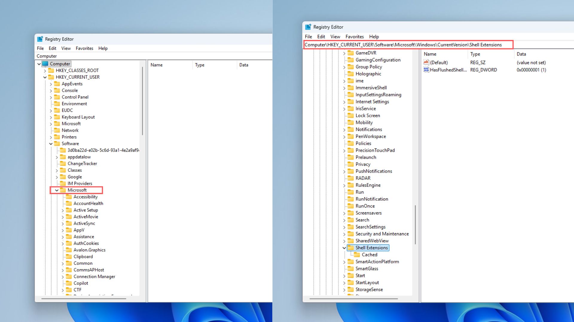 Shell Extensions in Registry Editor