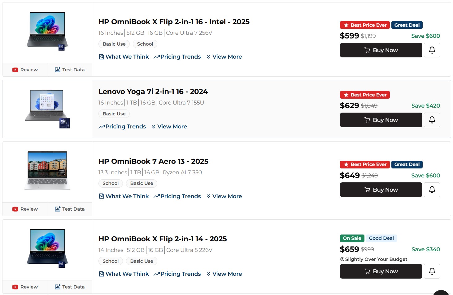 Some Windows 11 Laptops from $599 to $659 during sales