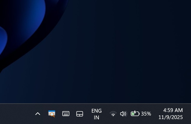 Taskbar colour battery icon with percentage