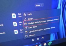 Update and shut down in Windows 11