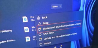 Update and shut down in Windows 11