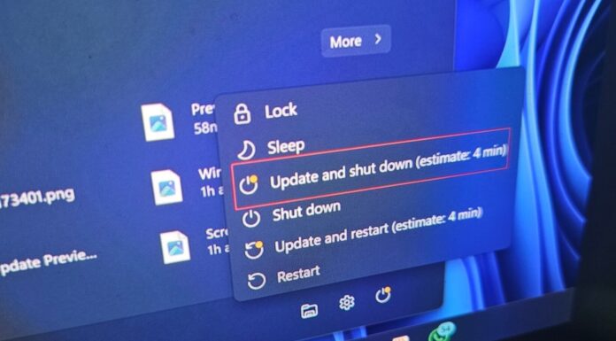 Update and shut down in Windows 11