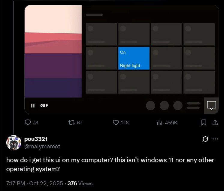User asking how to get Windows 10 UI