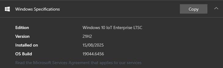 Windows 10 IoT Enterprise LTSC 21H2