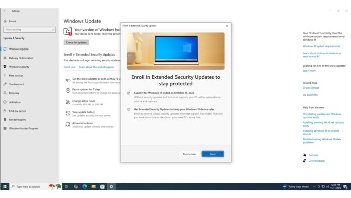 Windows 10 KB5068781 ESU update