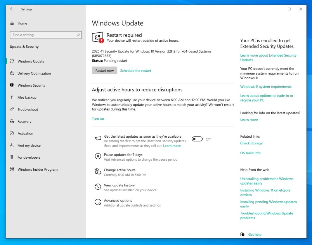 Windows 10 KB5072653 emergency update fixes ESU failure, 0x800f0922 ...