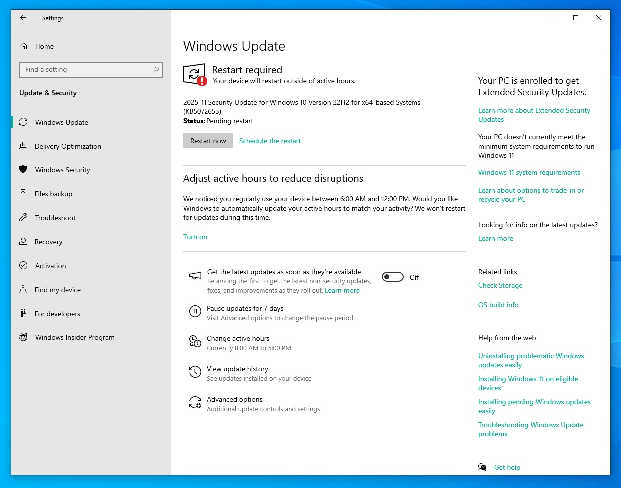 Windows 10 KB5072653
