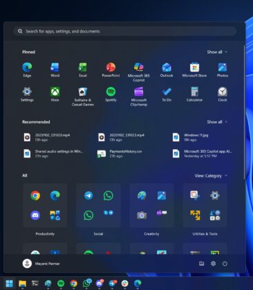 Windows 11 KB5068861 with new Start menu UI