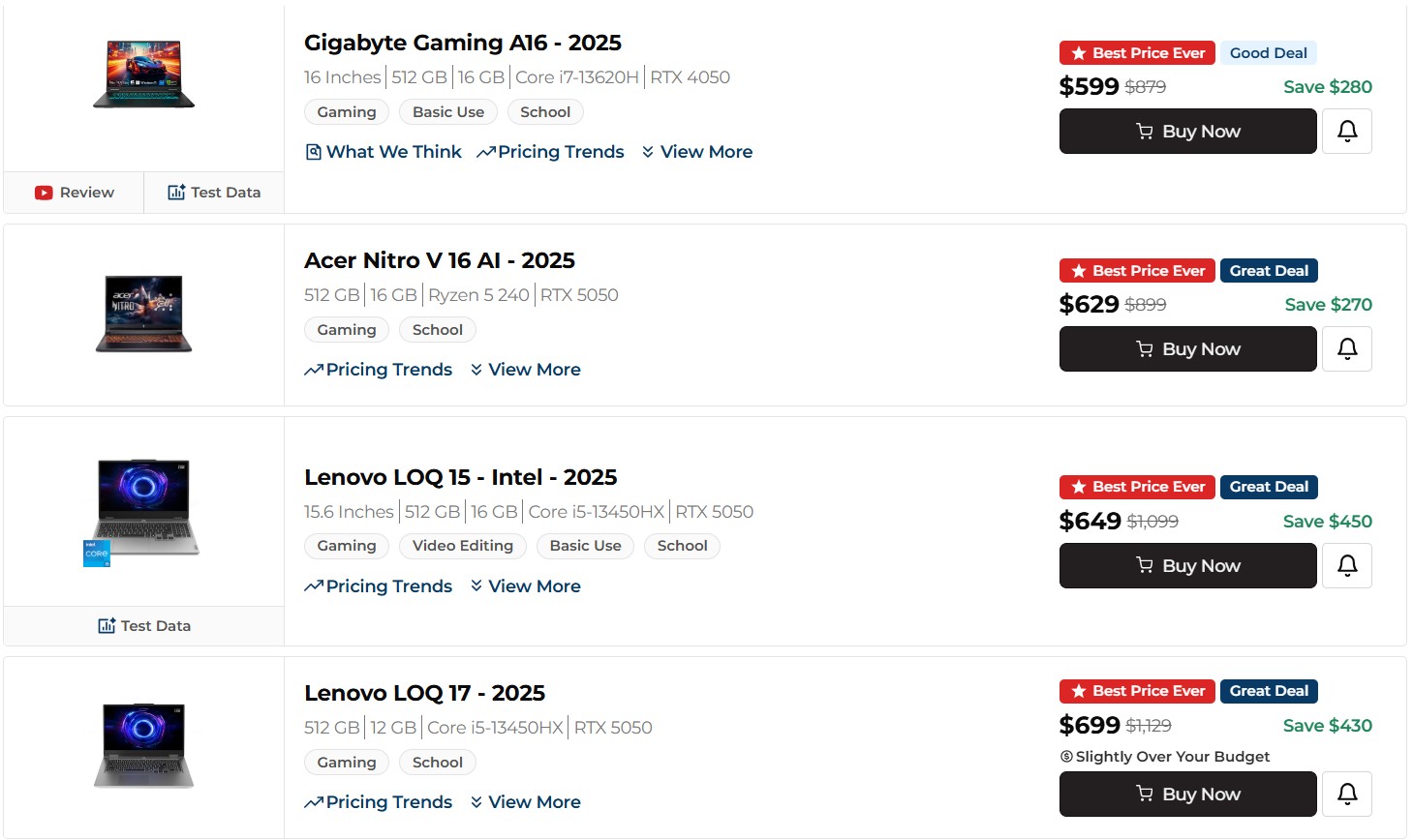 Windows 11 gaming laptops around $600