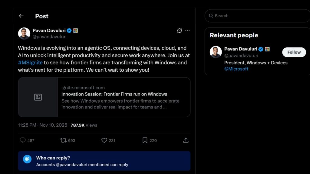 Windows 11 Agentic OS AI upgrade faces backlash, Microsoft responds by ...