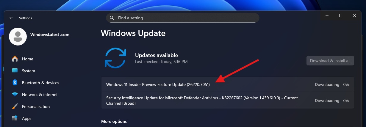 Windows Insider Update title