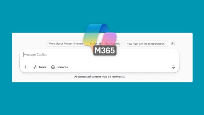 improved bold Disclaimer Microsoft 365 copilot chat