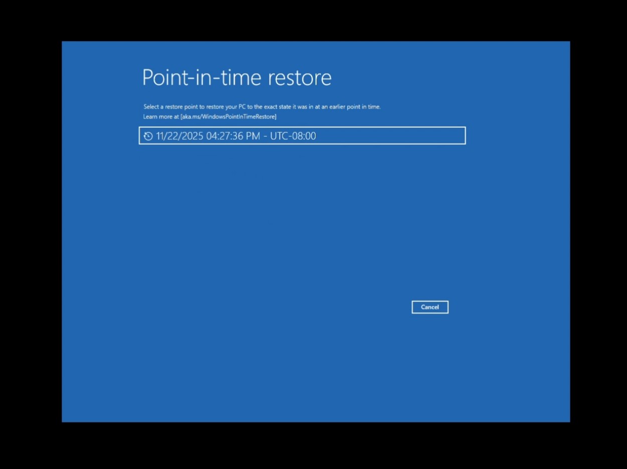 select a restore point