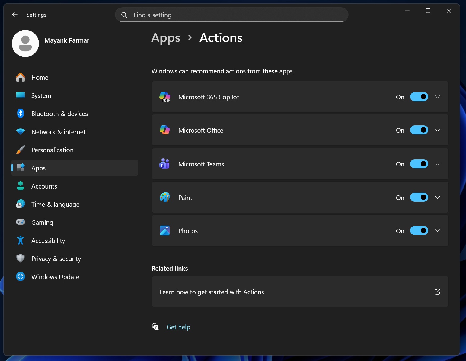 AI Actions in Windows 11