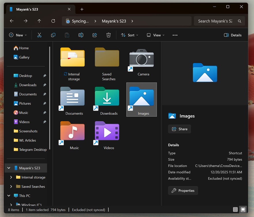 Android storage for media in File Explorer