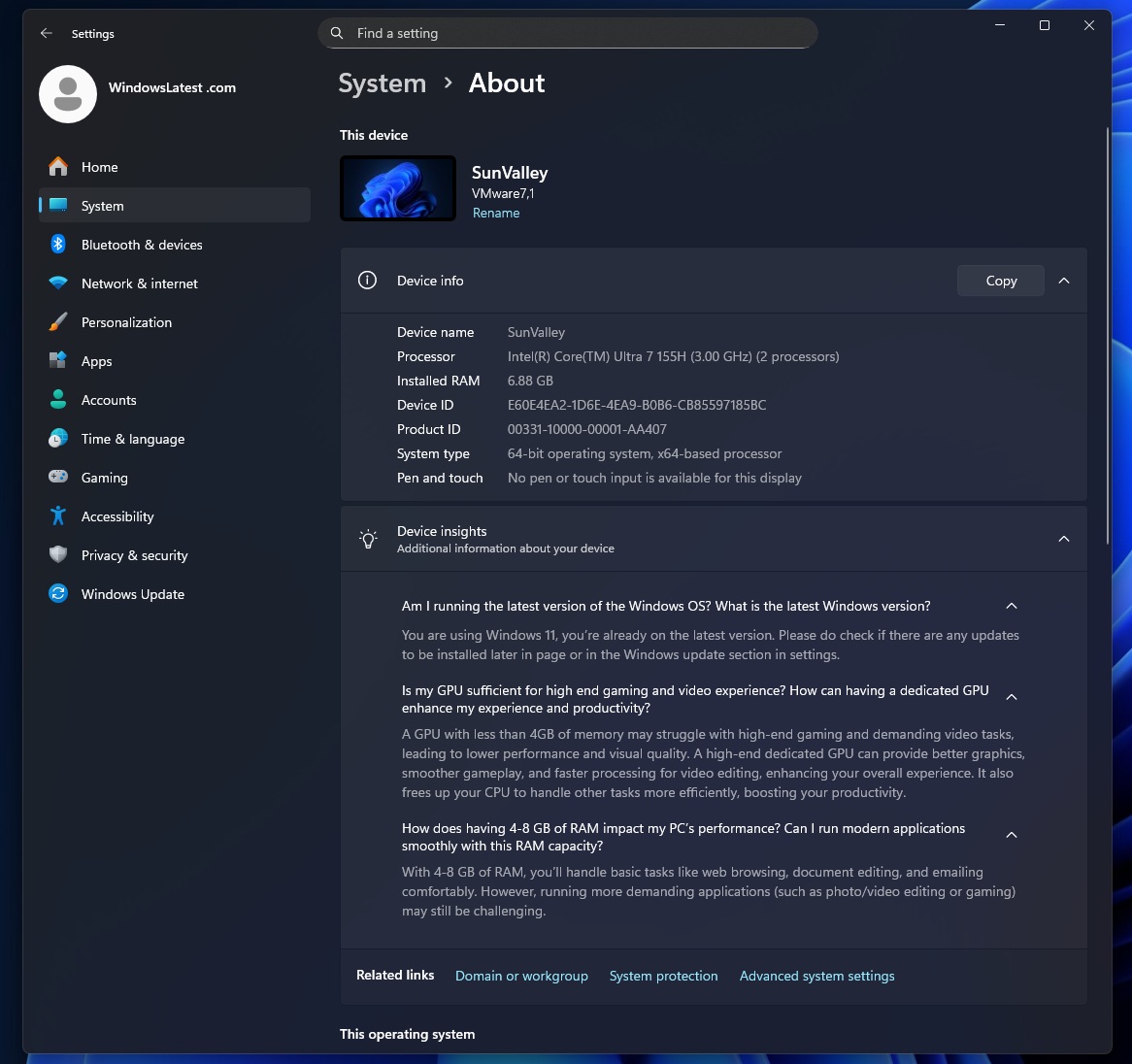 Device Insights in Windows 11