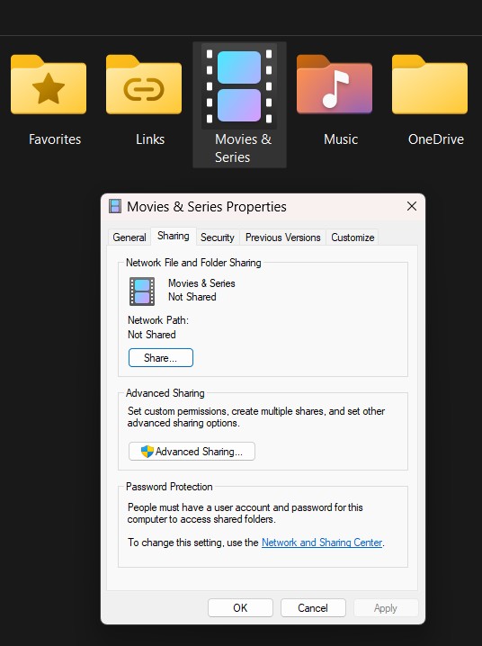 Folder is Not Shared, which means it is Private and not accessible by AI