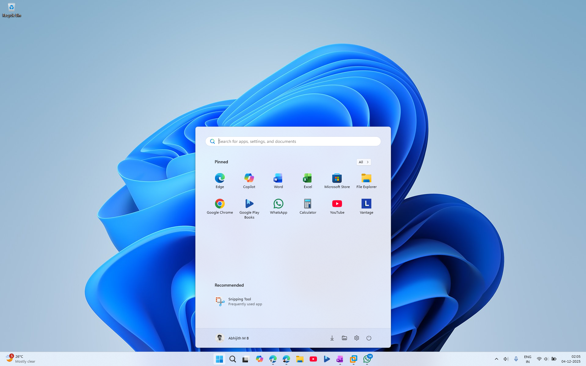 Old Windows 11 Start menu