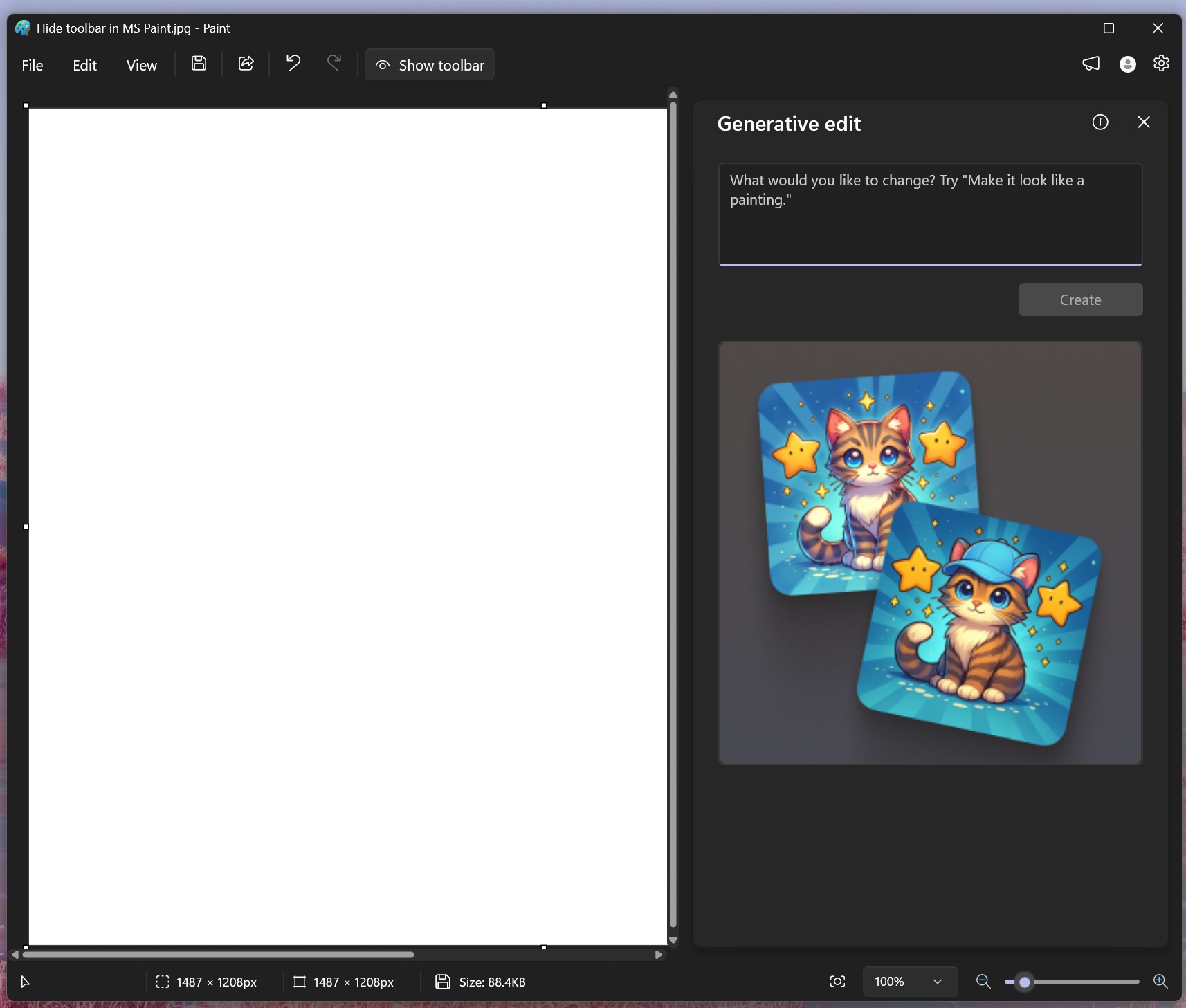 Paint Generative Edit on Windows 11