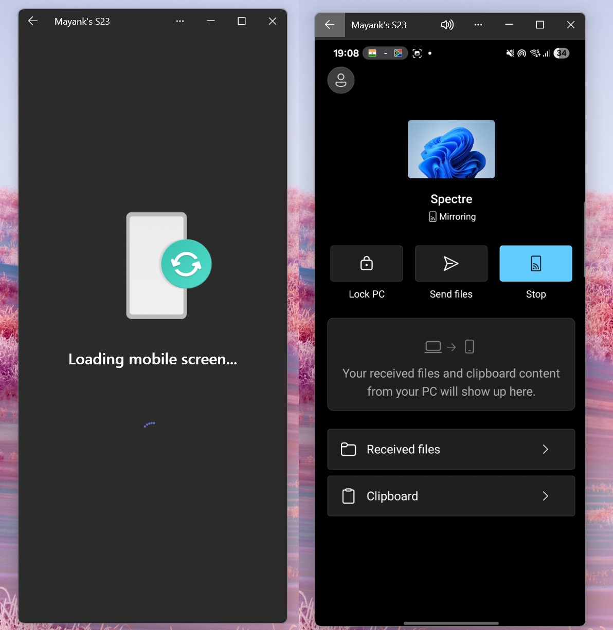 Screen mirroring of Android to Windows 11