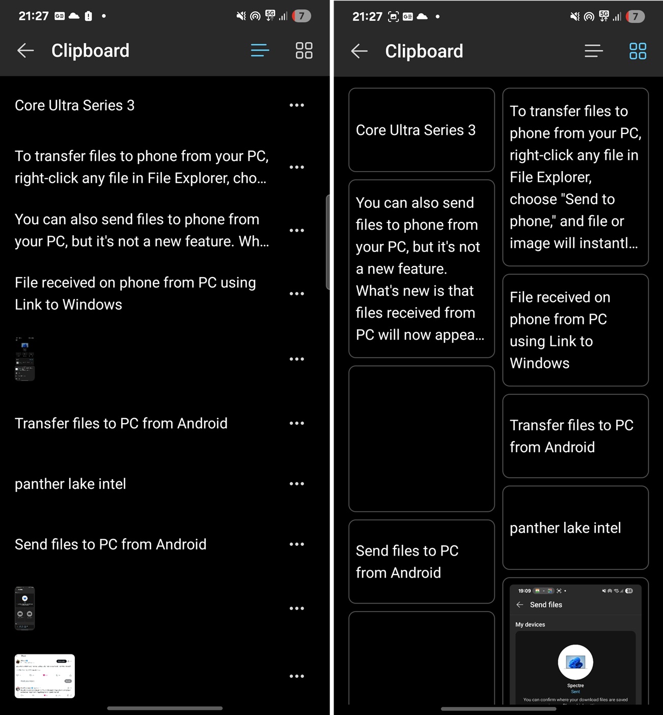Show Windows 11 Clipboard content on Android phone