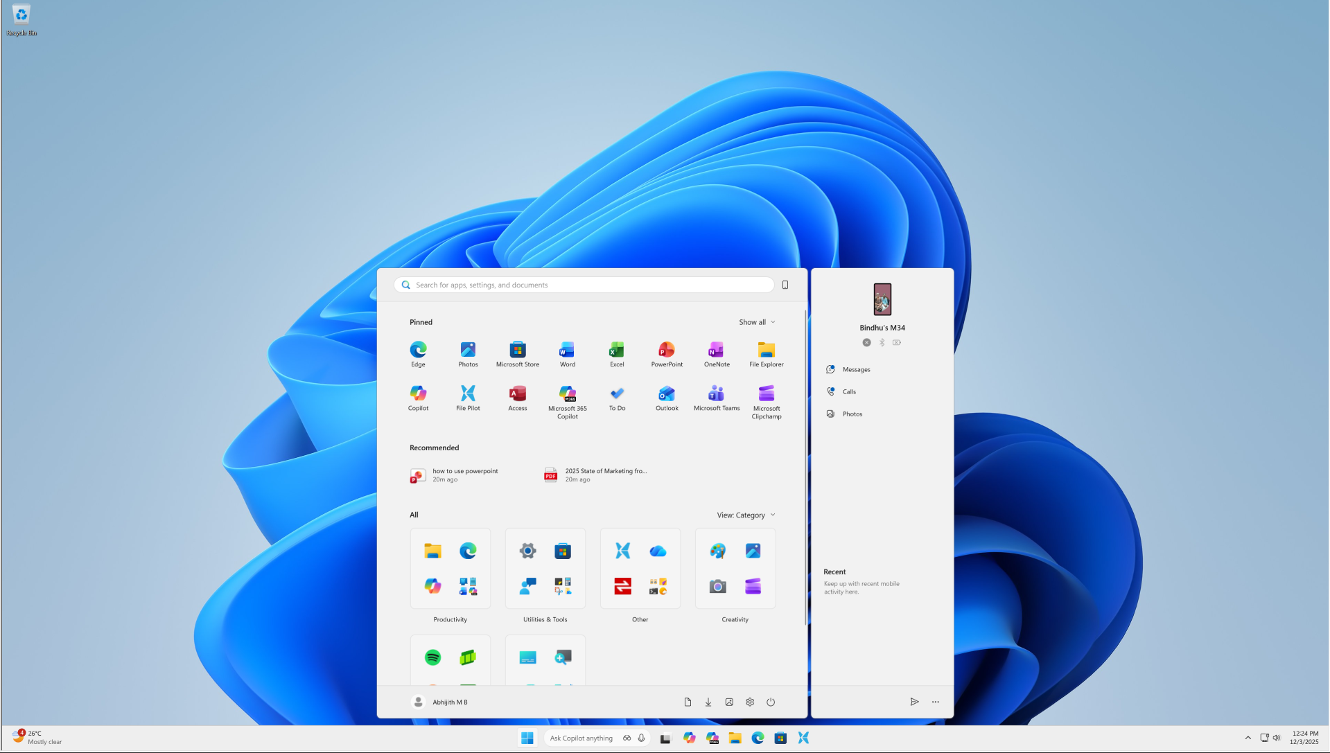 Start menu in a 14 inch 4K screen with 150% Scale