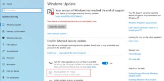 Windows 10 PCs can’t pause updates unless enrolled in the ESU program