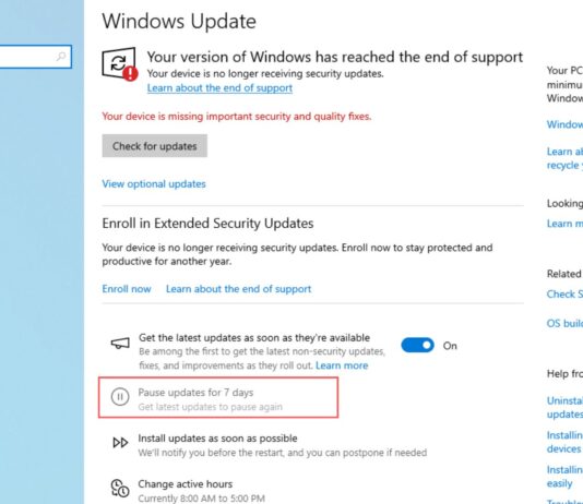 Non-ESU Windows 10 can’t pause updates anymore, including if Windows 11 install starts accidentally by user Windows 10 PCs can’t pause updates unless enrolled in the ESU program