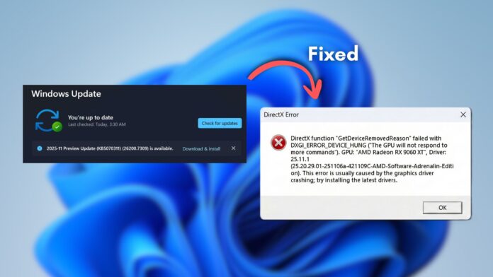 Windows 11 KB5070311 Update fixed AMG GPU issue in some PCs