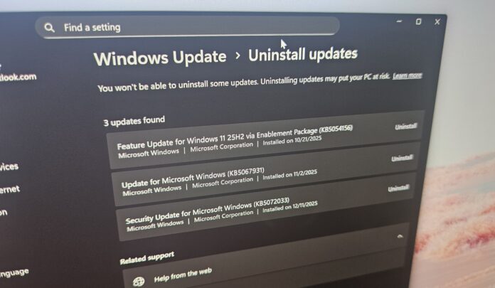 Windows 11 KB5072033 issues