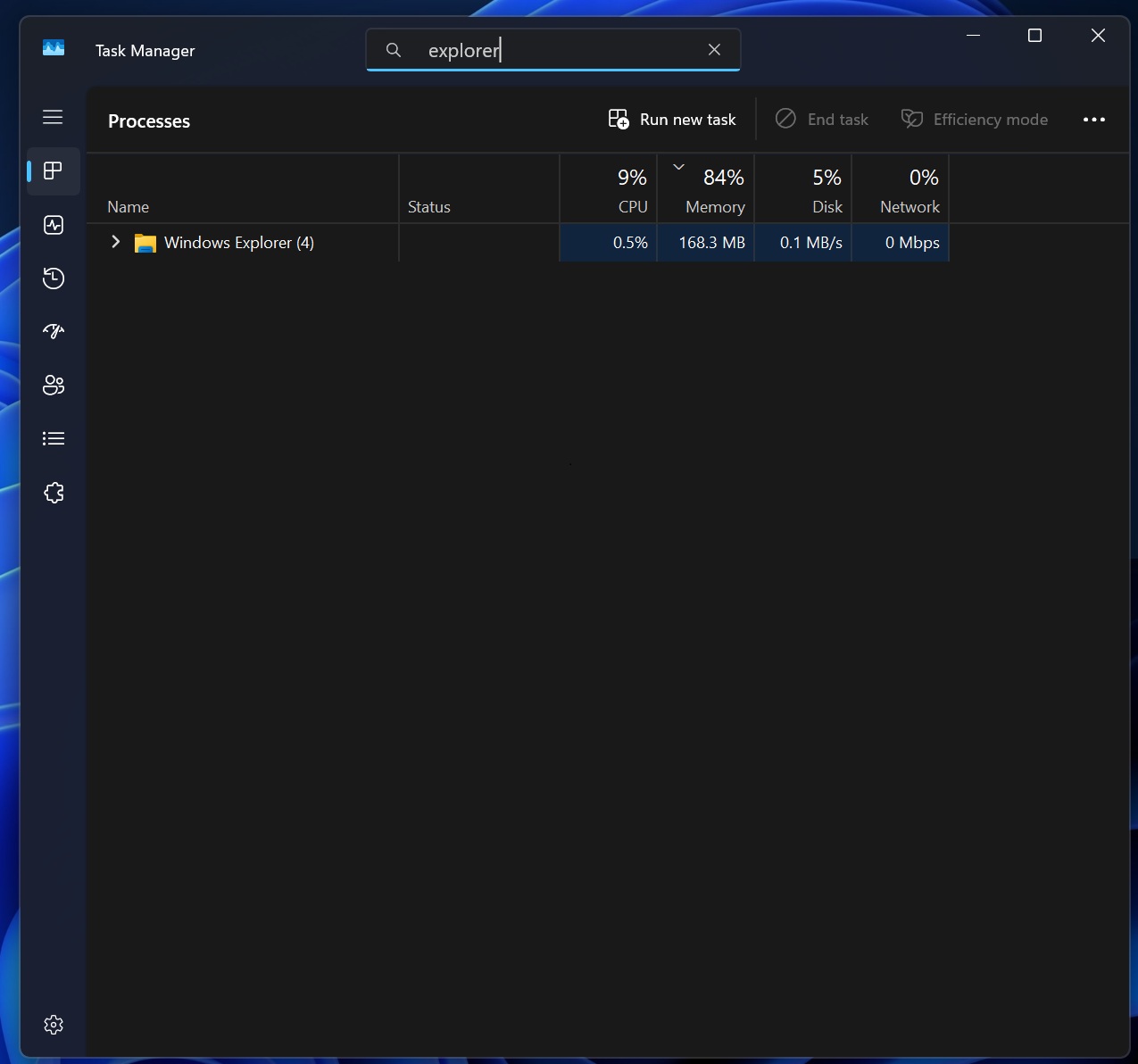 explorer.exe in Task Manager