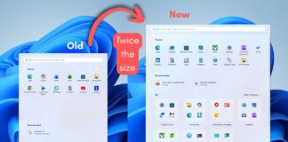New Windows 11 Start menu is almost twice the size of old Windows 11 Start menu