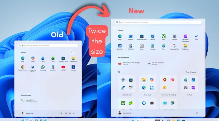 It’s not just you: Windows 11’s new Start menu really is huge New Windows 11 Start menu is almost twice the size of old Windows 11 Start menu