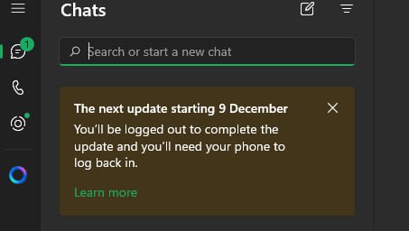 WhatsApp is warning more Windows users they will be logged out on December 9