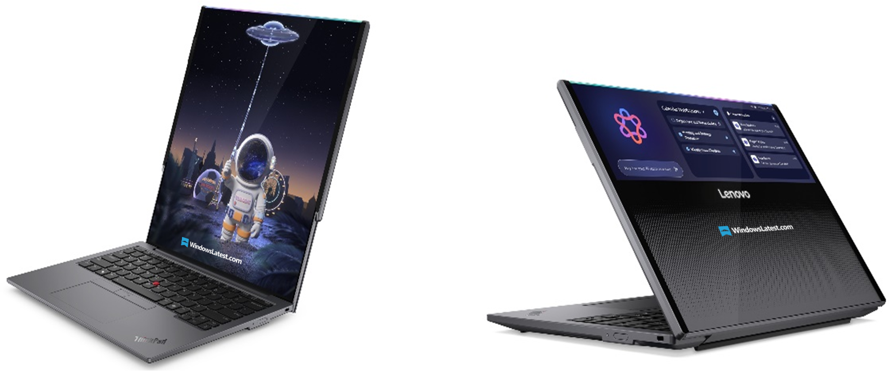 The ThinkPad Rollable XD Concept expands from a 13.3" display to a vertical 16" display