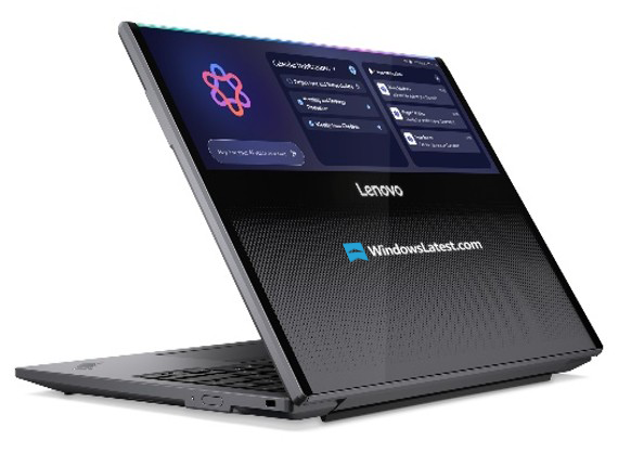 ThinkPad Rollable XD Concept with the Flexible OLED visible from the back